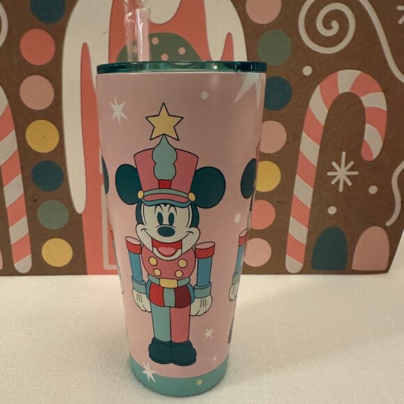 New 2025 Mickey Mouse Pink Nutcracker Christmas Tumbler with straw - Picture 6 of 7